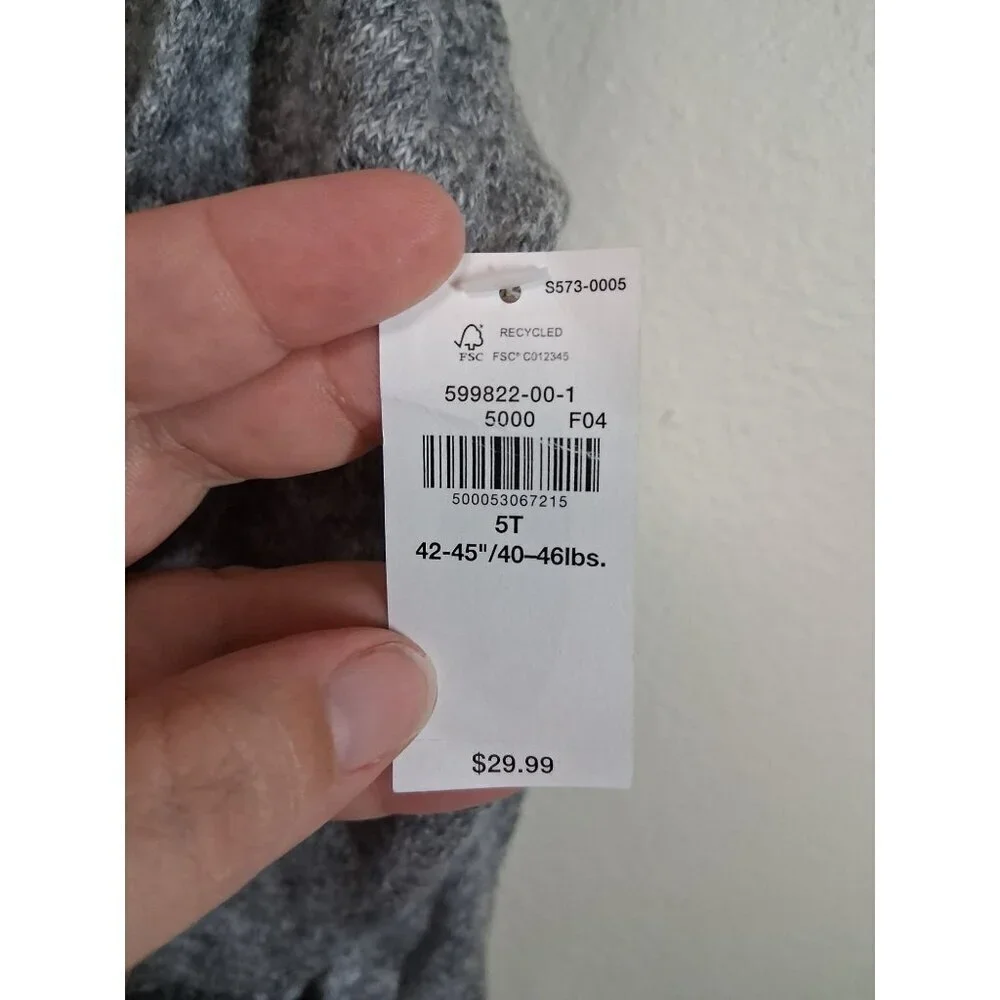 NWT Old Navy Sweater Hoodie Knit Casual Winter Gray Size 5T